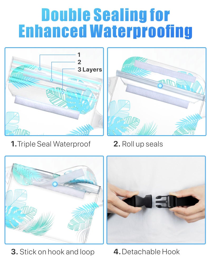 F-color Waterproof Fanny Pack - Waterproof Phone Pouch with Waist Strap - Cruise Essentials 2025 Must Haves Waterproof Pouch Dry Bag Keep Phone Valuables Safe for Beach Kayaking Boating Fishing - Image 4